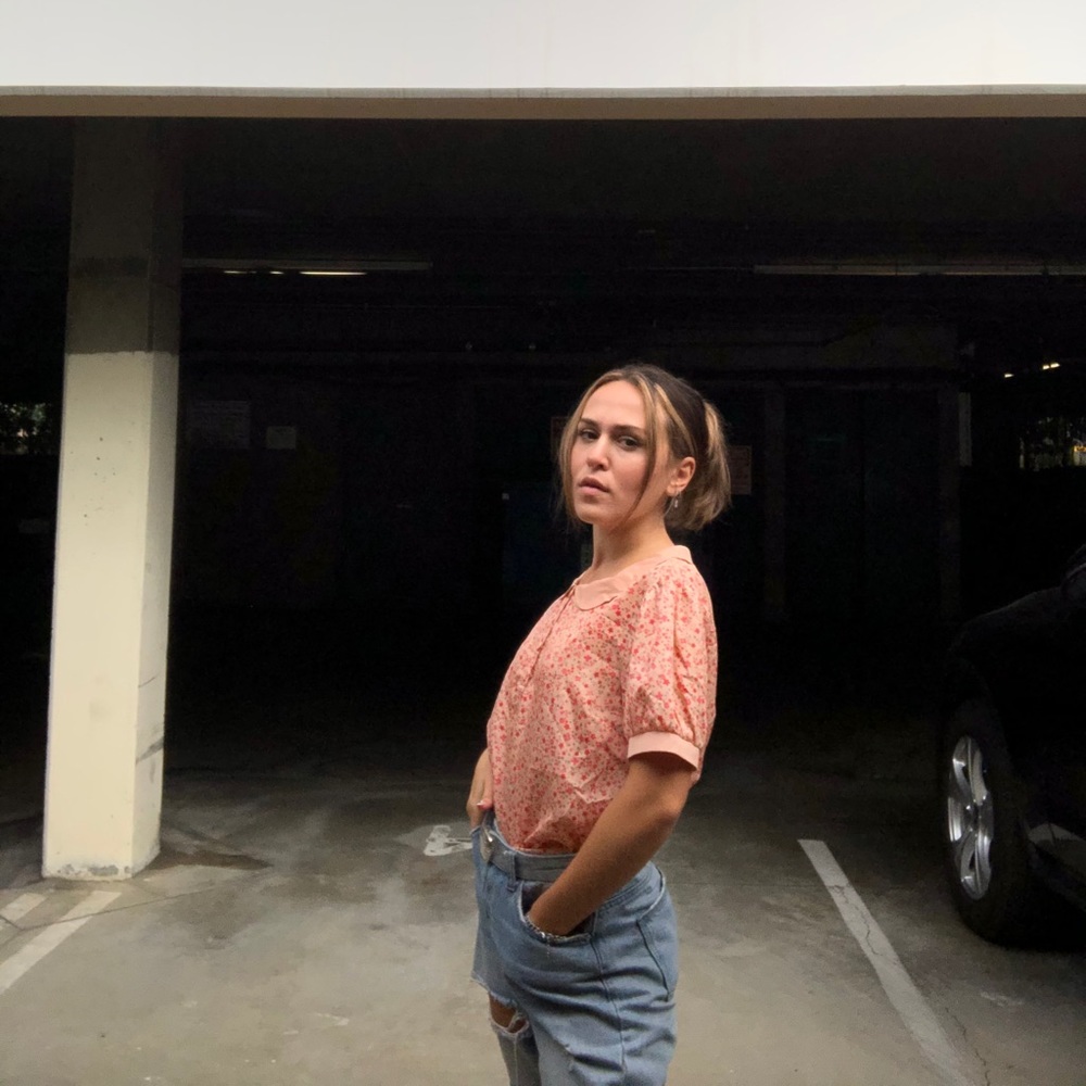 Collared Satin Floral Top